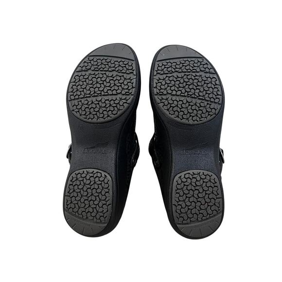 Dansko Shoes Womens Size 39 Black Embossed Slip On Clogs Mary Jane Comfort Work - Picture 7 of 7
